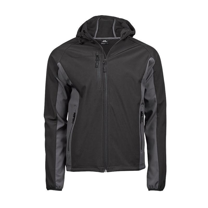 TEE JAYS Men´s Hooded Lightweight Performance Softshell Jacket TJ9514N-Black/Dark Grey (Solid)