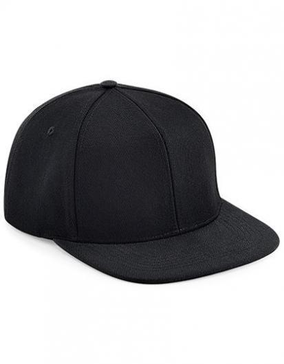 BEECHFIELD B661 Original Flat Peak 6 Panel Snapback Cap-Black/Black