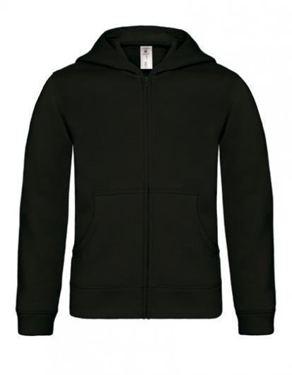 B&C Kids´ Hooded Full Zip Sweat– Black