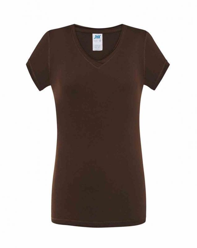 Damski t-shirt V-neck JHK TSUL SCL-Chocolate