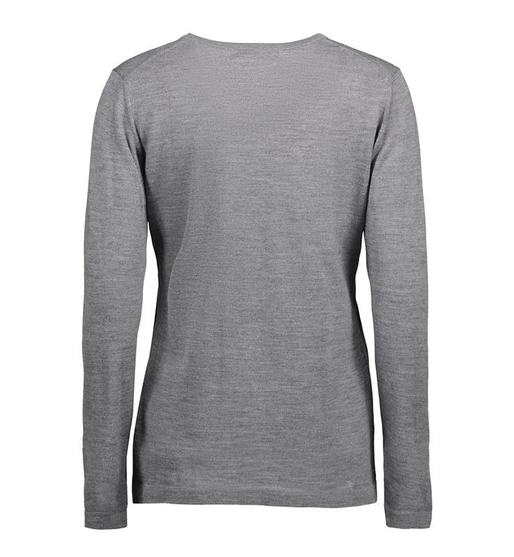 Damski sweter merynosowy V-neck ID 0641-Grey melange